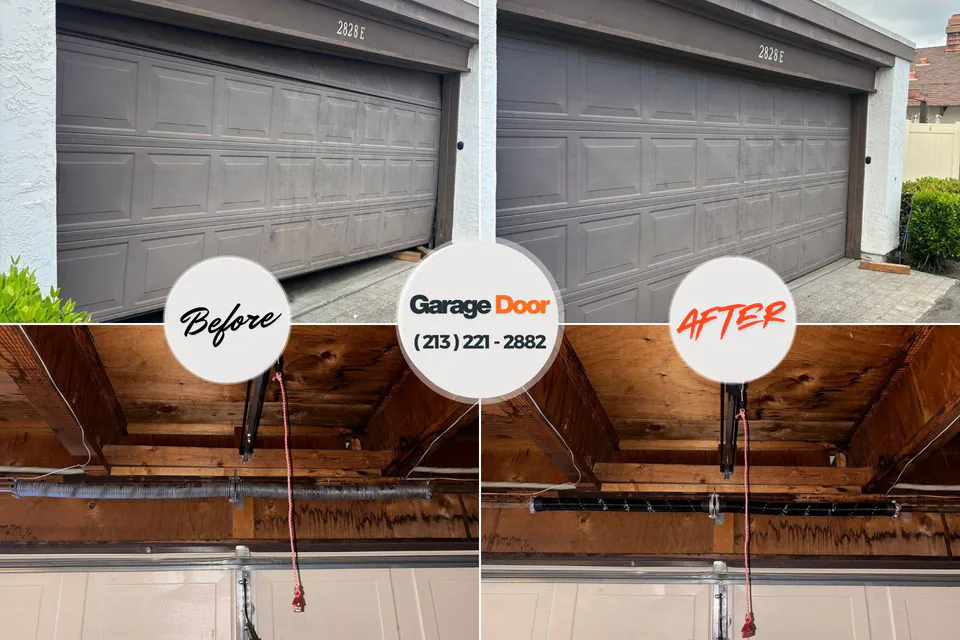 Before and after: garage door repair Pierceton, IN